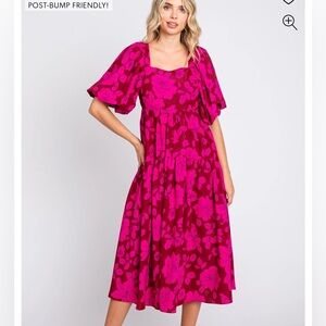 Pink blush magenta floral dresss